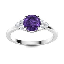 Natural Amethyst Valentines Round Artisan Ring Jewelry 925 Sterling Silver