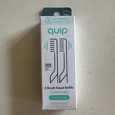 2 Quip Brush Head Refills Soft Bristles White  Gray New for Electric Toothbrush