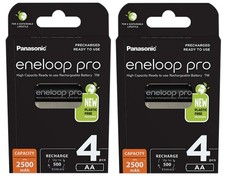 8 Pack Panasonic Eneloop Pro AA 2500mAh Rechargeable Batteries Camera 4.19 per battery