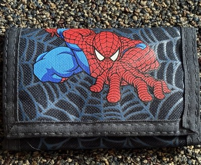 Vintage Kids Marvel Comics Superhero Amazing Spider-Man Trifold Wallet Blue