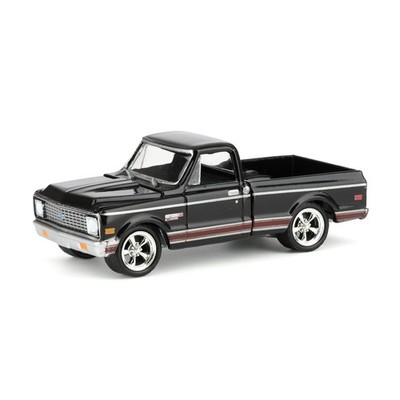 1972 C10 Short Bed Pickup Truck Black Hobby Exclusive Series 1/64 Diecast Model