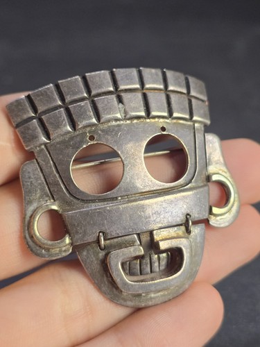 Rare Los Castillo Brooch Sterling Taxco Vintage Mayan Style