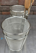 PASTA NOODLE BASKETS STAINLESS STEEL WITH WOOD ERGONOMIC HANDLE 12X12X34CM £15