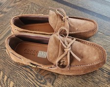 $950 Brand New Gucci GG  Men's Brown Suede Loafers G 7.5 US 8