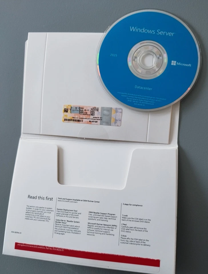 Microsoft Windows Server 2025 Datacenter - Lizenz und Installations-DVD