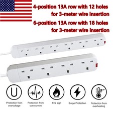 Power Extension Lead 3 Metre Extension Cable with UK 3 Pin Plug &Socket for Home