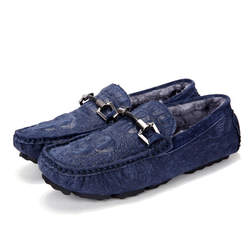 2021 Men's loafers plush keep warm soft moccasins winter suede driving shoes - Picture 14 of 15