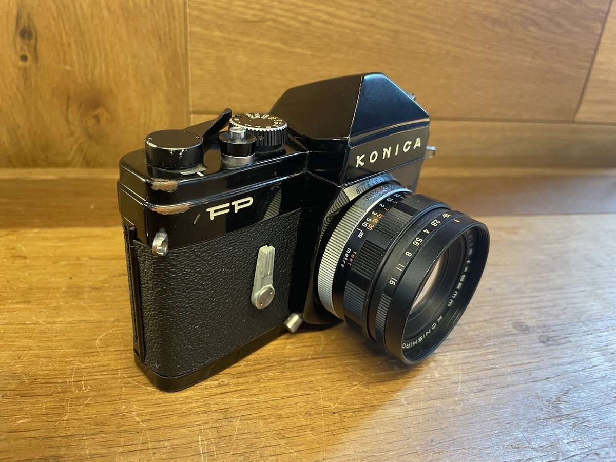 Rare Black : Near Mint* Konica FP Film Camera Hexanon 52mm F/1.8