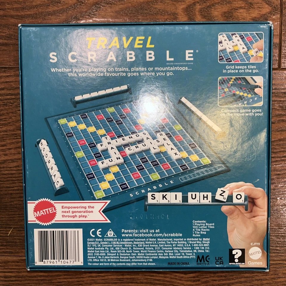 Travel Scrabble Original Crossword Compact Non-Slide Game Board CJT11 COMPLETE - Image 2 of 4