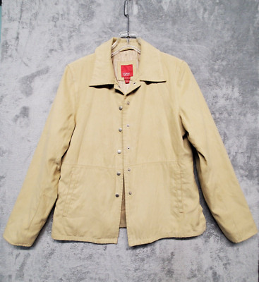 Espirit Outerwear Jacket Womens Size Small Beige Pockets Fully Lined Suede Feel