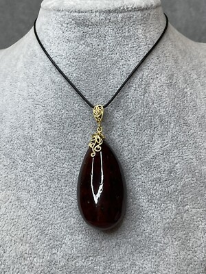 NATUR BALTISCHER BERNSTEIN Schmuck. Kirsche Bernstein Stein ANHÄNGER mit Sterlingsilber