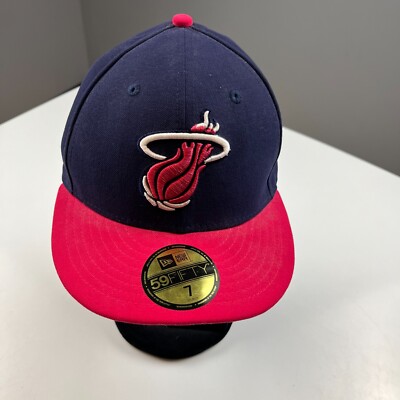 NBA Miami Heat New Era 59fifty hat fitted hot pink navy blue size