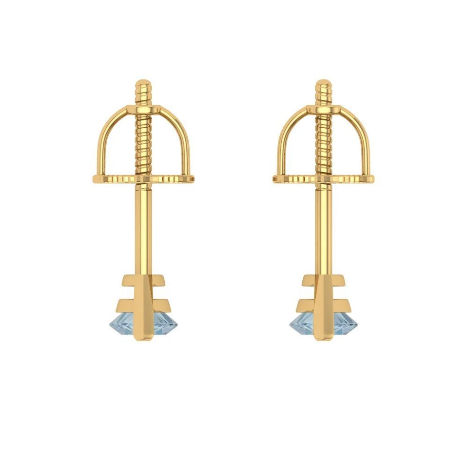 1 ct Marquise Cut Solitaire Stud Earrings Solid Yellow Gold Earrings Screw back - Image 4 of 4