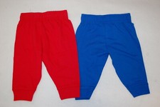 Baby Boys 2 PAIR LOT KNIT PANTS Lt Weight Joggers RED  ROYAL BLUE Size 6-9 MO