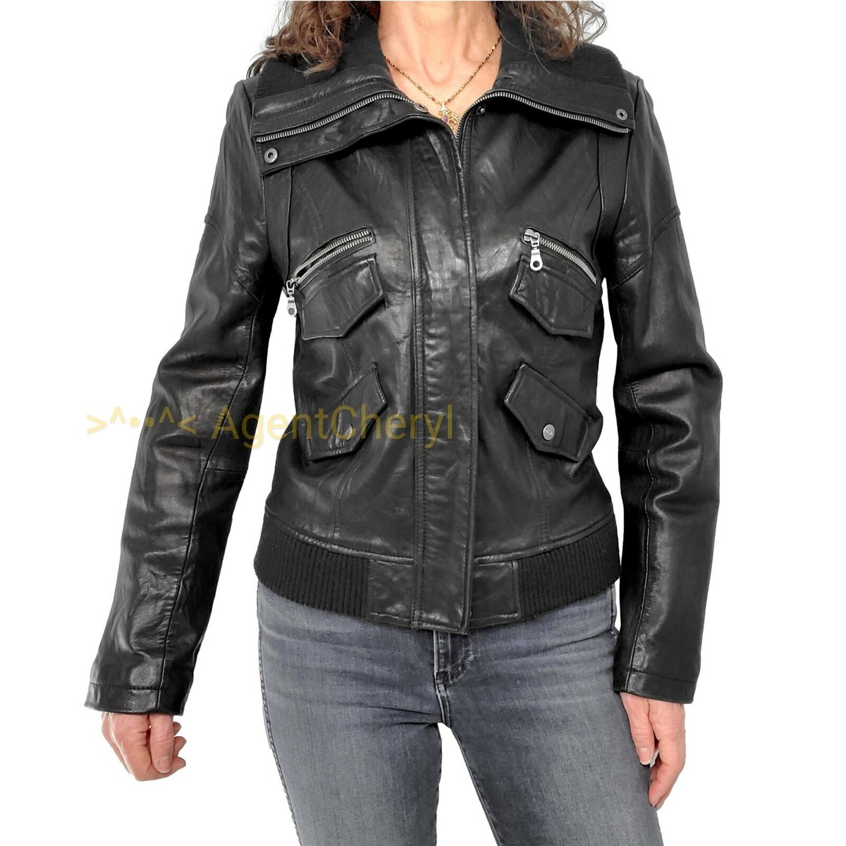 dkny leather motorcycle jacket