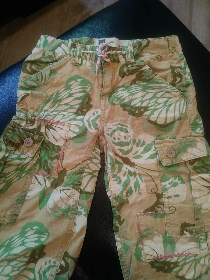 Pantalones cargo capri GAP niños niñas talla 6 algodón cintura ajustable Foto 3 de 4