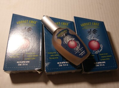 3X SUNSET CAFE CHERRY BOMB PERFUME, .75 OZ EDP SPRAY~ RARE ~HTF ~NEW IN BOX