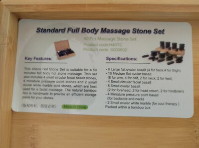 Hot Stone MassageKomplett-Set 40 Stück Bambuskiste neuwertig 