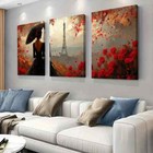 3pcs Romantic silhouette under the Eiffel Tower Wall Art Canvas Unframed/Framed