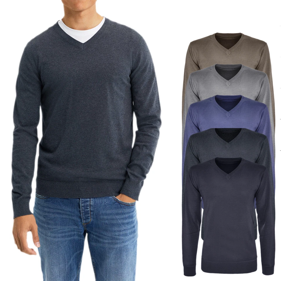 Maglione Uomo Invernale Scollo a V Maglioncino Casual Elegante Maglia VEQUE
