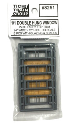 Tichy Train Group HO Scale Double-Hung Masonry Windows – 12-Piece Kit With Glazing