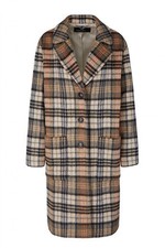 Marc Cain Checked Fleece Neon Peach Melba Caramel And Black Coat N5 Uk 16 - 18