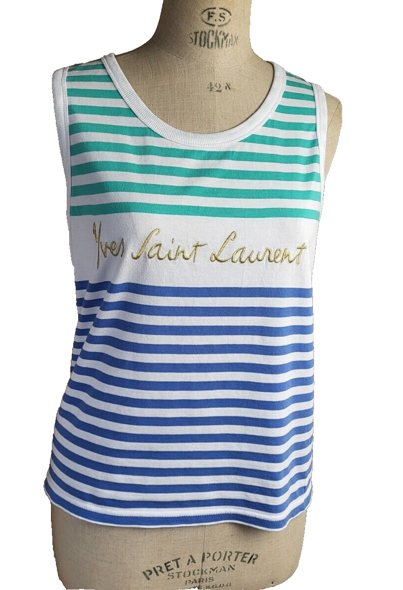 YVES SAINT LAURENT VARIATION débardeur coton vintage YSL cotton tank top T.44 XL
