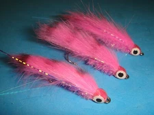 FLY FISHING FLIES - Pink RABBIT ZONKER STREAMERS size #6 (6 pcs.)