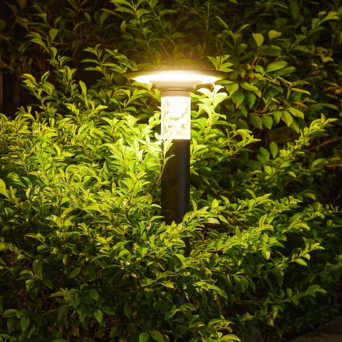 22'' Solar Lamp Post Light Outdoor LED Pillar Modern Black Dusk To Dawn Dimmable - Picture 10 of 12