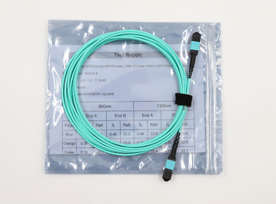 5M 12 Cores MTP to MTP Fiber Optics Cable P/N: 05M-MTPF/MTPF-12LO4/B New Sealed