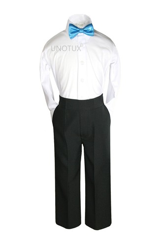 6pc Teen Boys Toddler Black Formal Wedding Party Suit Tuxedo Extra Bow Tie 4T-20 - Picture 66 of 72