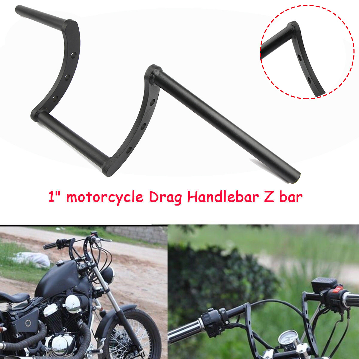 Motorcycle Drag Bar Handlebar – 1" Fit For Harley, Honda, Suzuki, Kawasaki, Yamaha, Ducati