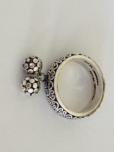 Juego de anillos colgantes ornamentados con cuentas de bola de desplazamiento BALI SUARTI de plata esterlina talla 9 - Imagen 9 de 15