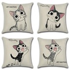 <!--F#f_0-->Linen Printed Cartoon Kitty Cat Cushion Cover 450x450mm Select Design<!--F/-->