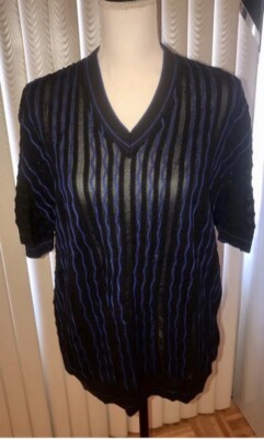 AUTHENTIC BEAUTIFUL BYBLOS MAN TOP VERY LIGHT AND DRESSY ROYAL BLUE/BLACK SIZE L