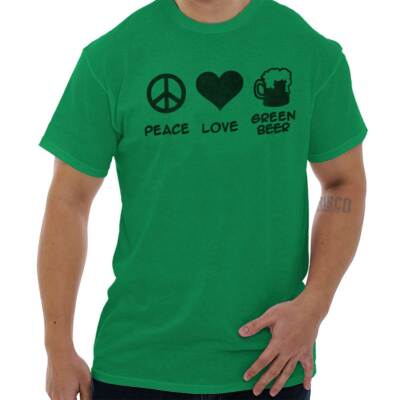 Peace Love Green Beer St Patricks Day Party Womens Graphic Crewneck T Shirt Tee