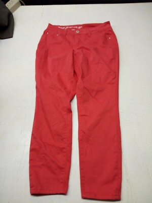 Signature Studio Slacks Womens Sz 12 Red The Ultimate Stretch With Style 