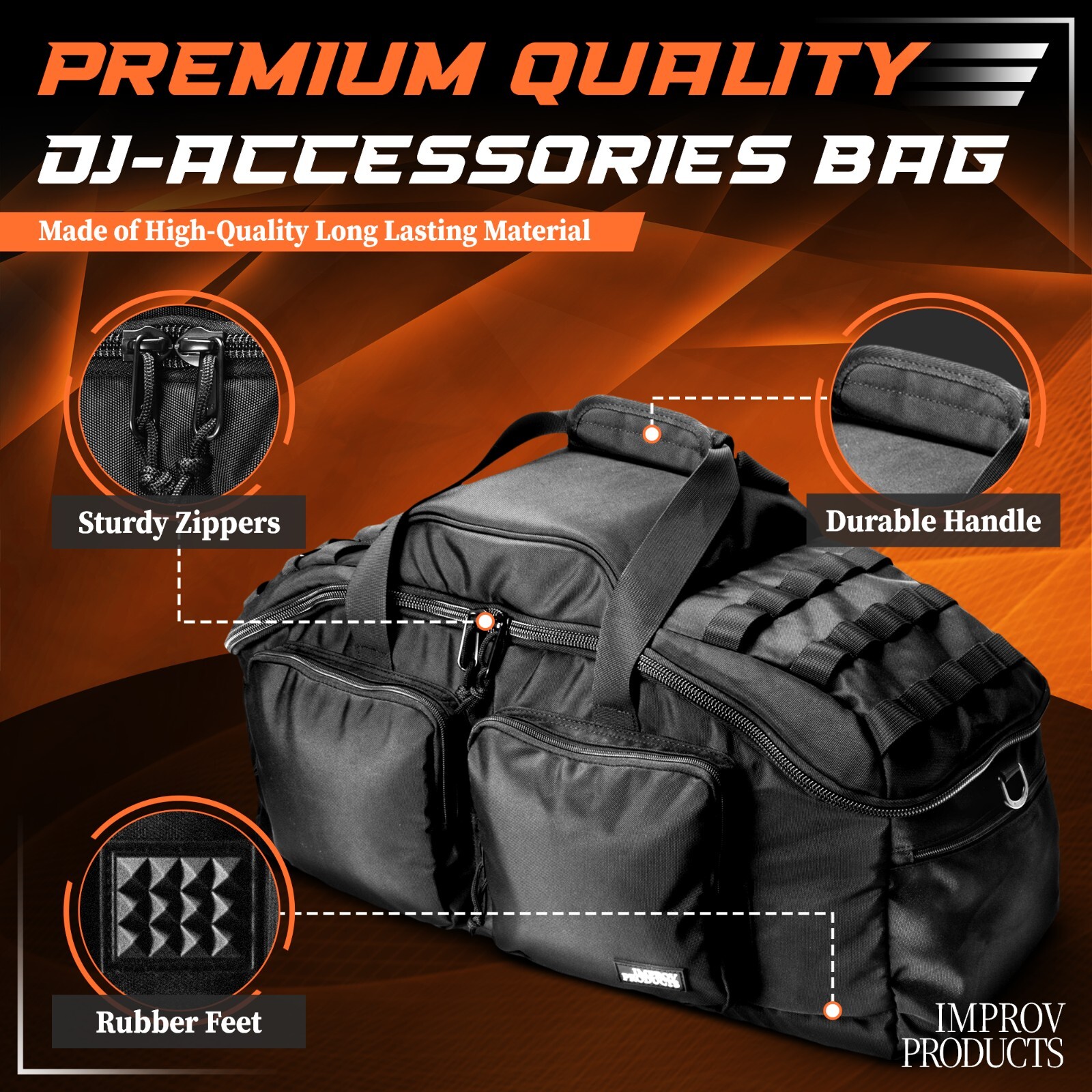 DJ Cable File Bag, Black, Orange, Musicians Gig Bag, Large, Cable Bag eBay