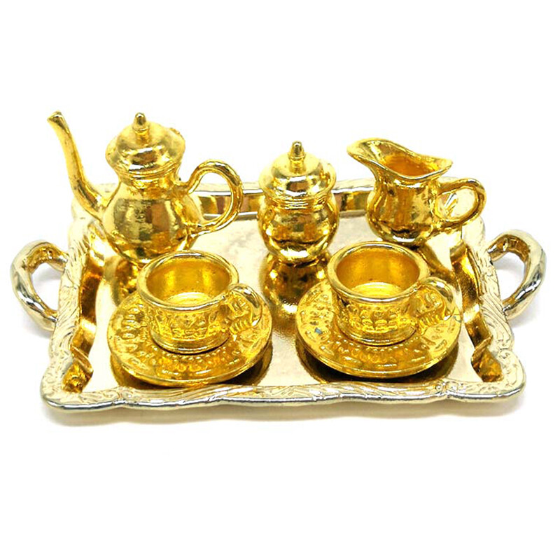 10Pcs 1 12 Dollhouse Furniture Miniature Dining Ware Metal Tea Cup Plate Set&Y7 eBay