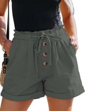 Summer High Waist Cotton Drawstring Shorts for Women Comfy Lounge S-2XL Pockets