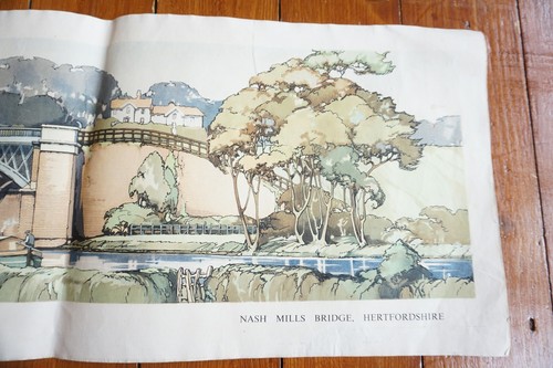 Cartel impreso de vagón de ferrocarril Hash Mills Bridge Herts LMS de la década de 1940 hebilla Claude - Imagen 4 de 4