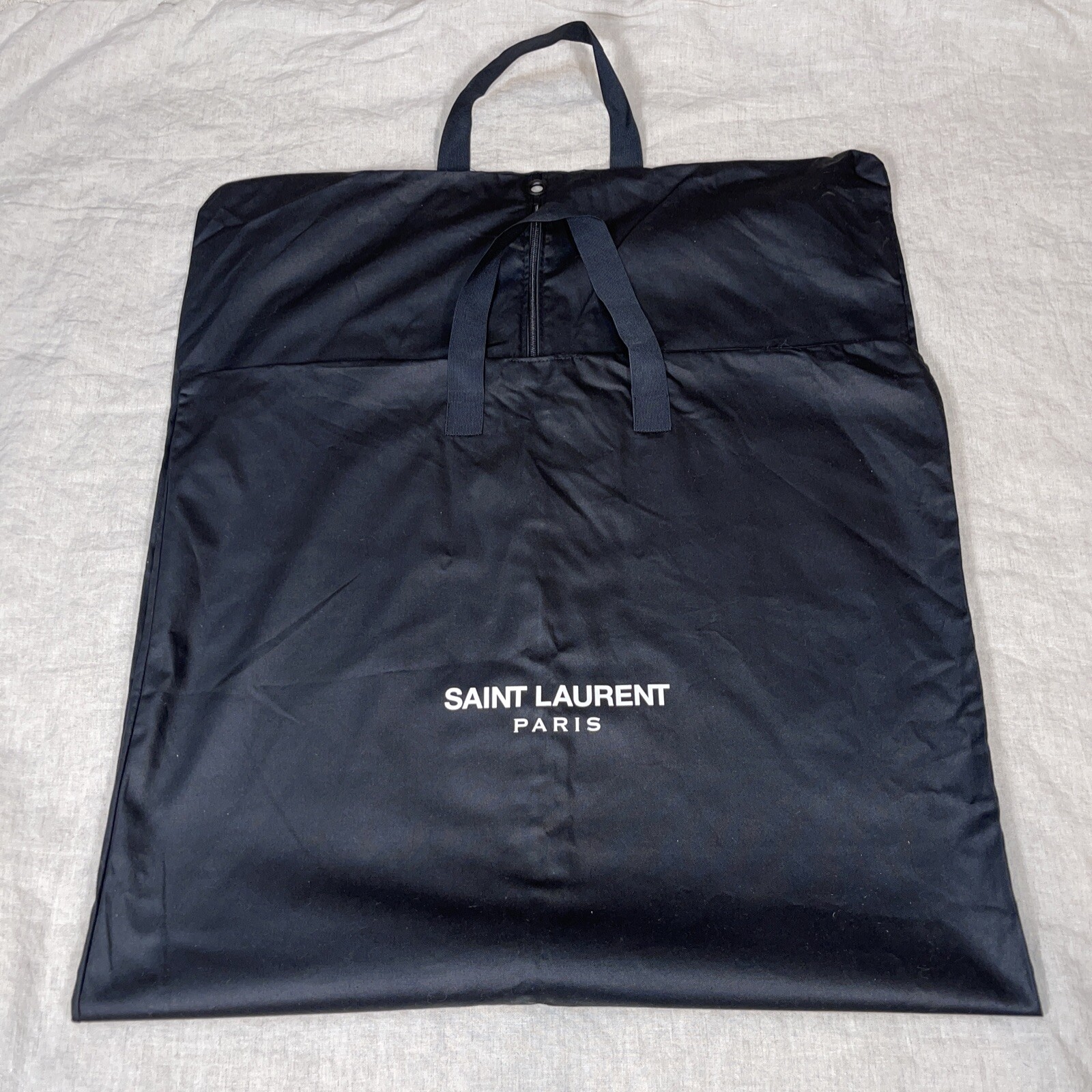 Saint Laurent Paris Borsa Porta Indumenti da Viaggio Nero Tessuto Cerato Giacca Antipolvere