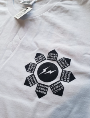 Fragment Design × Dover Street Market white logo t-shirt dsm fluro