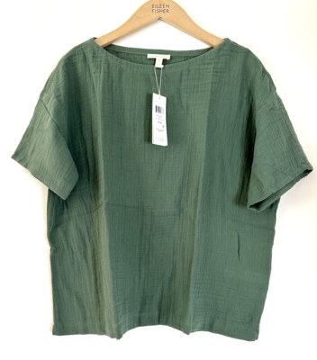 NEW Eileen Fisher Nori Cotton Lofty Gauze Top, Medium/M $148