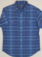 Polo Ralph Lauren Shirt Indigo Oxford Western Plaid Button-Front S NWT