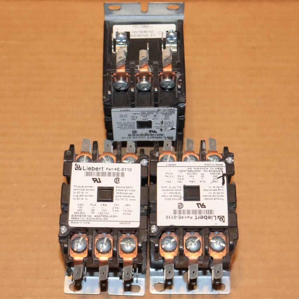 One Liebert Furnas Siemens Homer E-0110 Contactor  24VAC Coil