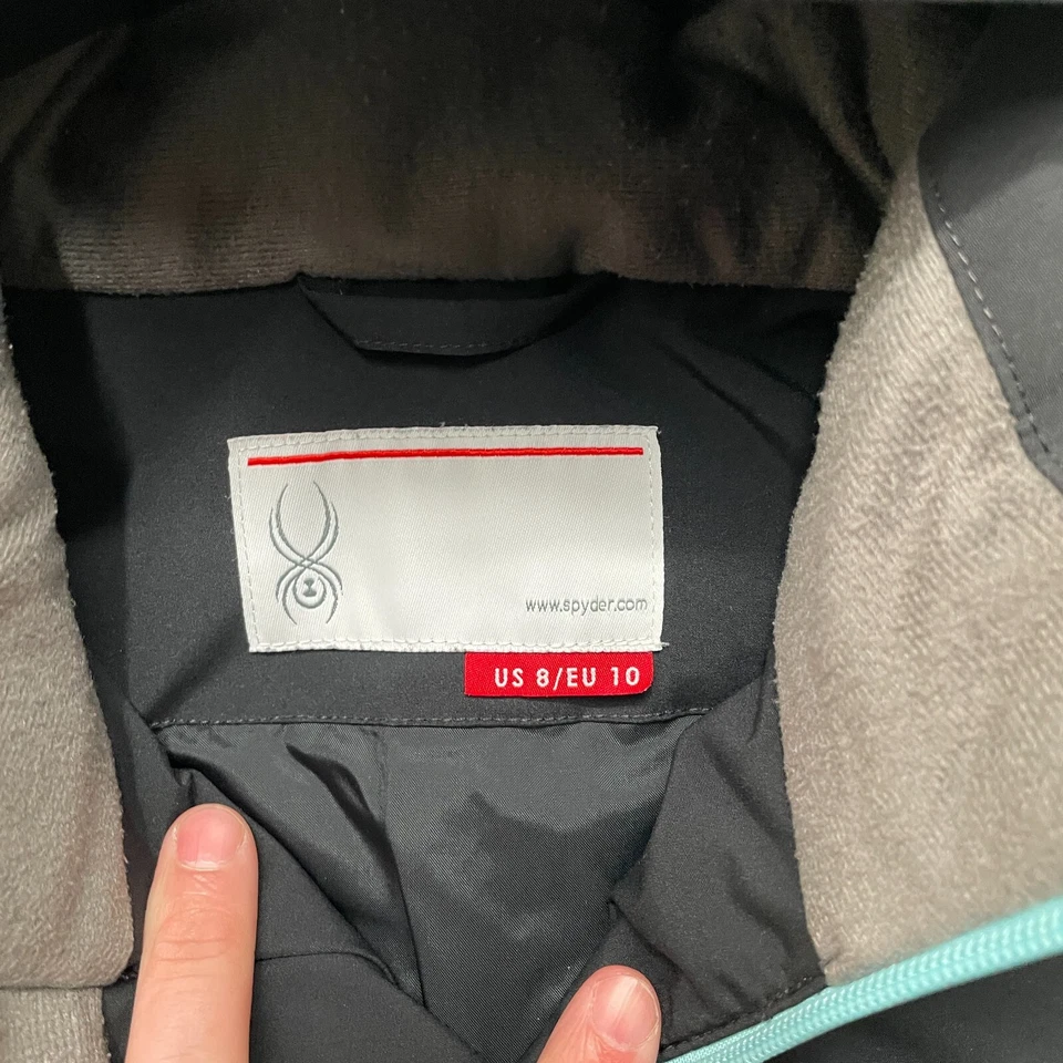 Spyder Jacket Adult 8 Black Temerity Insulated Full Zip Hooded Ski Ladies READ - Image 3 of 4