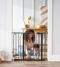 Baby Gate 38.5" Wide Walk Thru Pet Gate Extension Kit Pressure Mount Kit Black