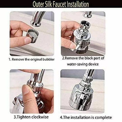 2 X Rotating 360° Faucet Movable Kitchen Tap Head Water Saving Nozzle Sprayer - Picture 6 of 14