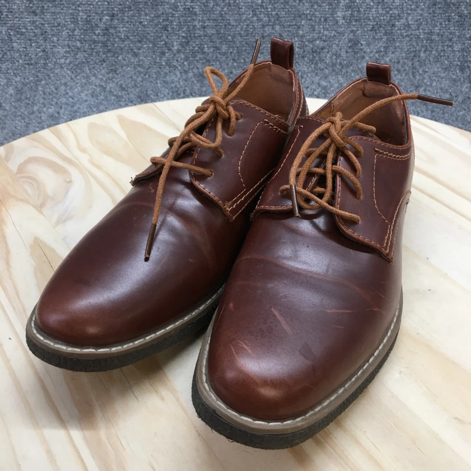 Deer Stag Dress Shoes Youth 5.5 M Zander Oxford Brown Leather Lace Up Comfort - Image 3 of 4